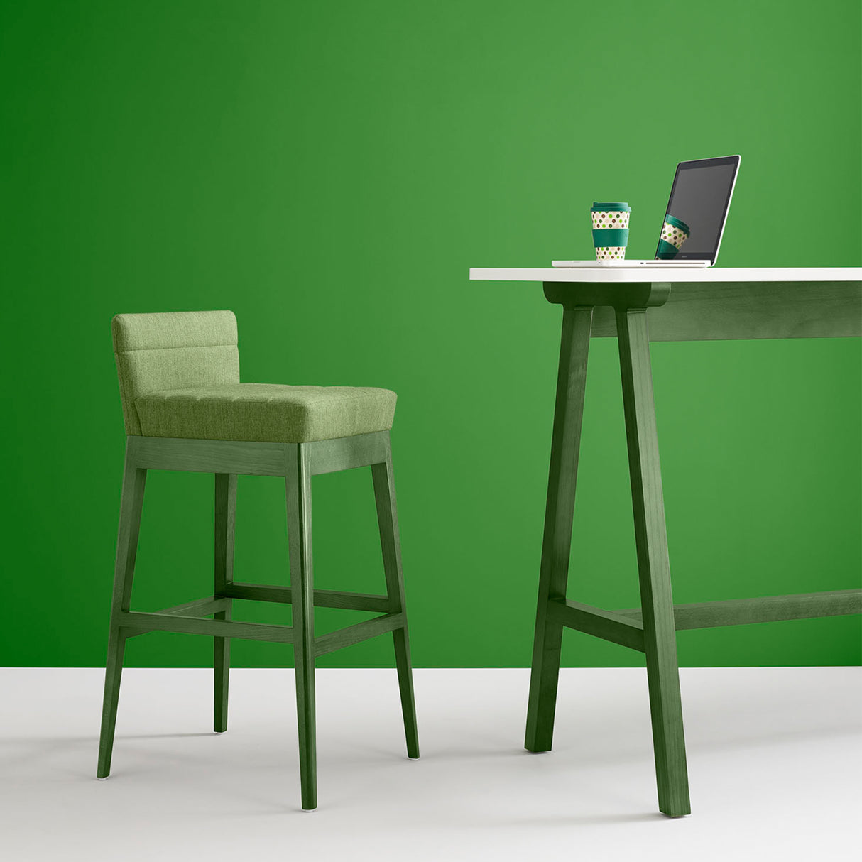 Agent High Table with a stained green frame