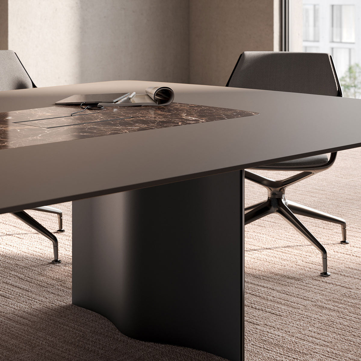 Wave Table With Marble Inlay