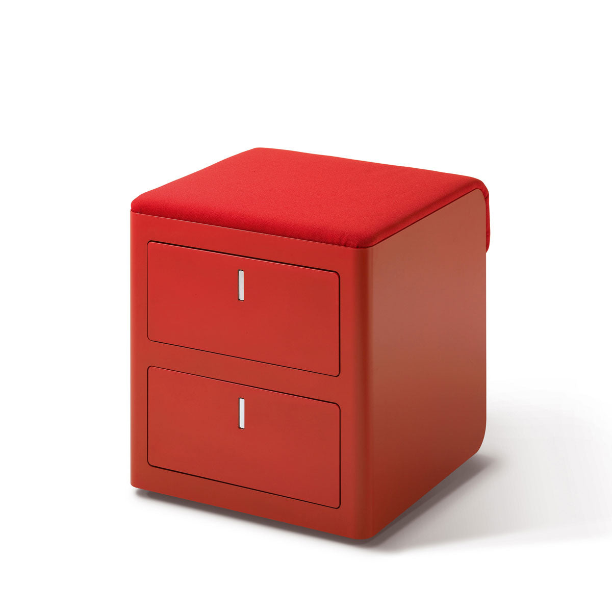 C-Box Two-Drawer Pedestal in in Red with Seat
