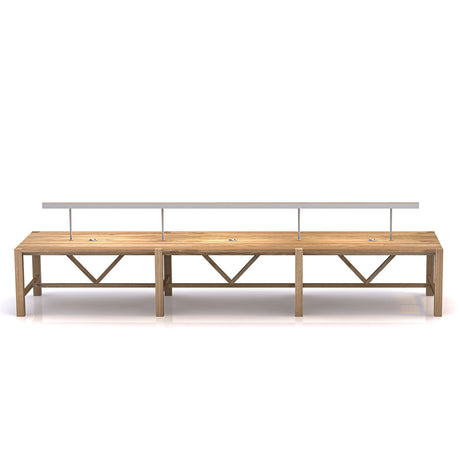 Solid Oak Library Table with Linear Lighting and Integrated Power