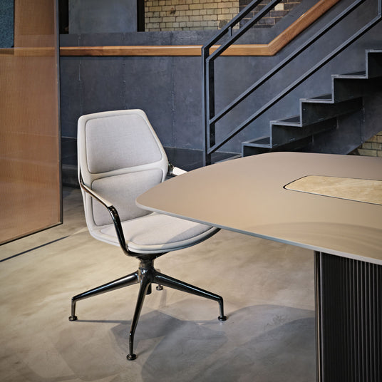 Ray Conference Chair White Fabric Black Chrome