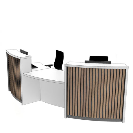 Curved Slatted Reception Desk for Two People