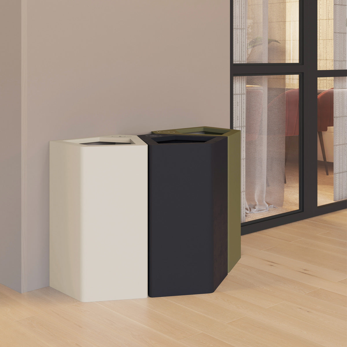 Three Kite Bins Insitu