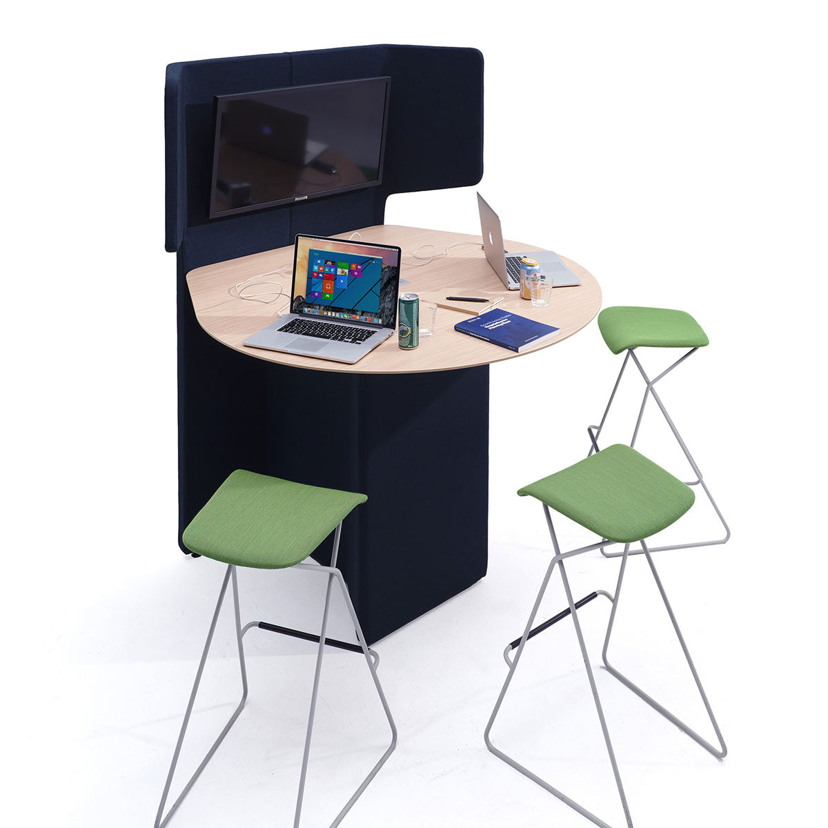 High Media Table Unit with D-Shaped Top