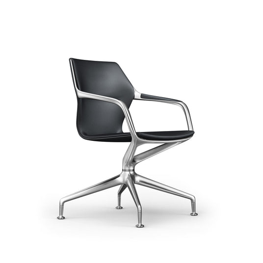 Ray Conference Chair Chrome Frame Black Leather