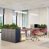 Solus Double Bench Desk with desk end storage planters