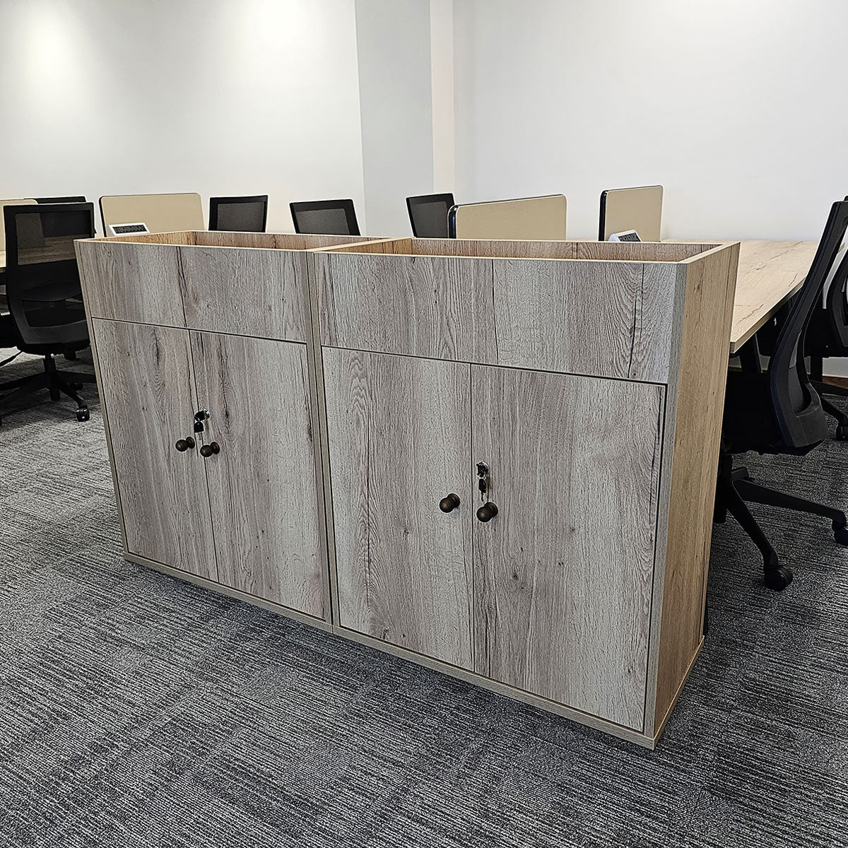 Cupboard Planter Short Used as End of Desk Storage