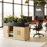 Cupboard Planter Short Used as End of Desk Storage