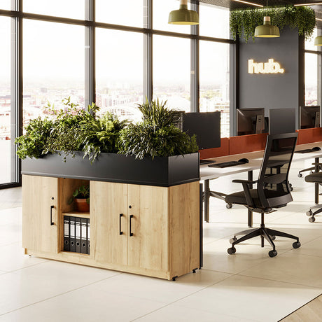 Cupboard Planter Short Used as End of Desk Storage