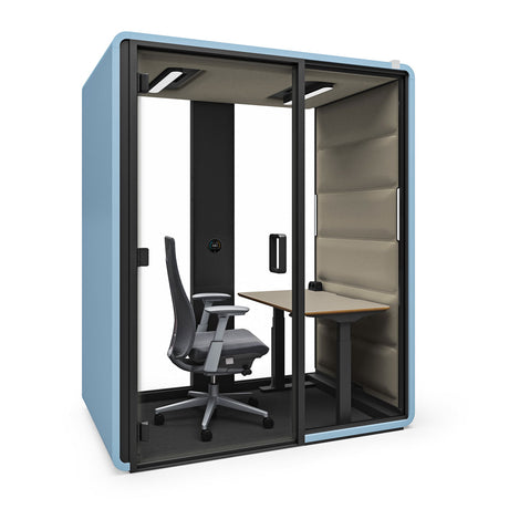 HushFree Work One-Person Acoustic Office Pod With Electric Sit-Stand Desk