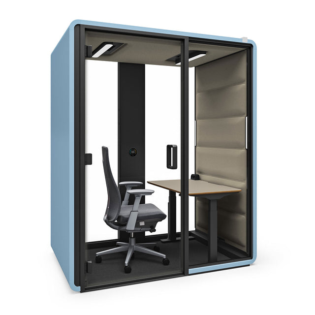 HushFree Work One-Person Acoustic Office Pod With Electric Sit-Stand Desk