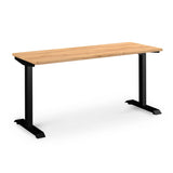 Sit-Stand Solo Desk With Black Frame and Gold Craft Oak Top