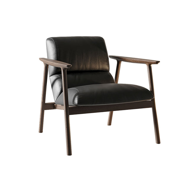 Dika Armchair With Walnut Frame and Black Leather