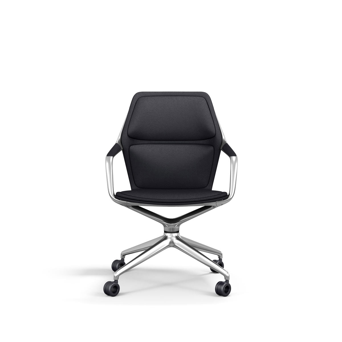 Ray Conference Chair Black Leather Chrome
