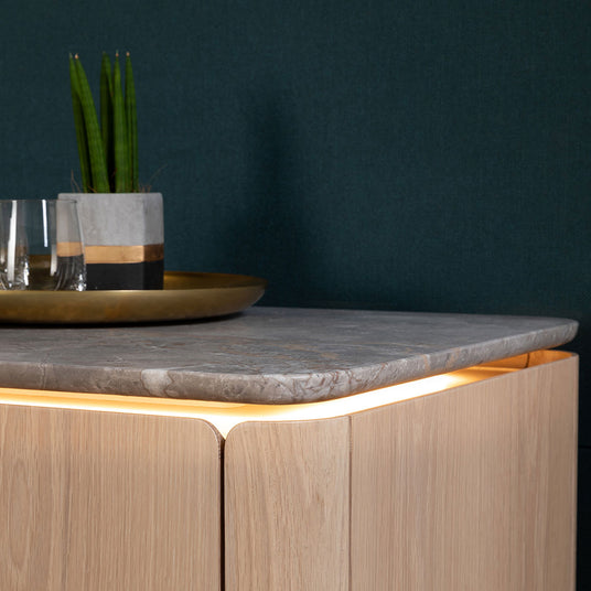Mura Sideboard With Feature LED Lighting and Marble Top