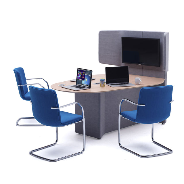 Low Media Table Unit with group top (rounded) table height 730mm